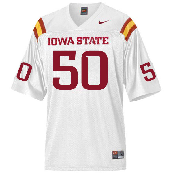 Men #50 Logan Otting Iowa State Cyclones College Football Jerseys Sale-White - Click Image to Close